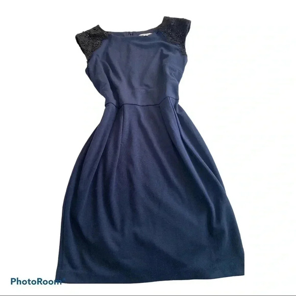 Laura Petites navy lace mini  midi sleeveless dress - Picture 2 of 10